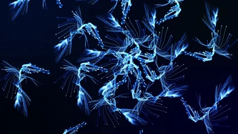Abstract bg like winter frost pattern in 3d space. Particles form branches like Stock Footage 141657267
