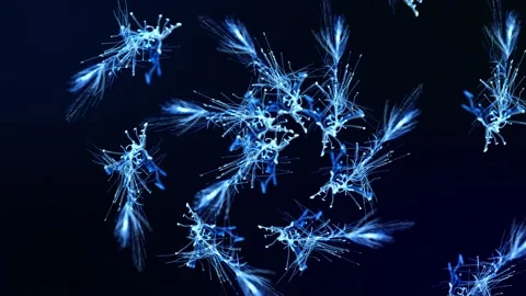 Abstract bg like winter frost pattern in 3d space. Particles form branches like Stock Footage 143464914