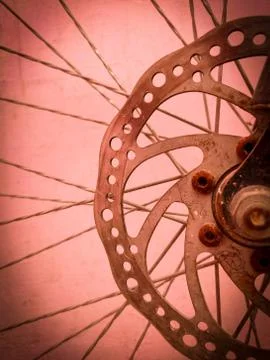 Abstract Bicycle disc break image warm tinted Selective focus Stock Photos