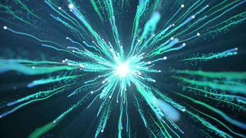 Abstract big bang in space. Flying particles in space with an accelerated Stock Footage 157487477