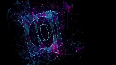 Abstract big data 3D grid rectangle frames rotate with elipsoide holes insi.. Stock Footage 331146523