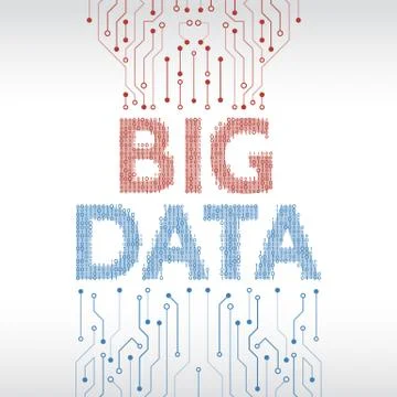 Abstract big data background with binary code and circuit board. Stockillustratie