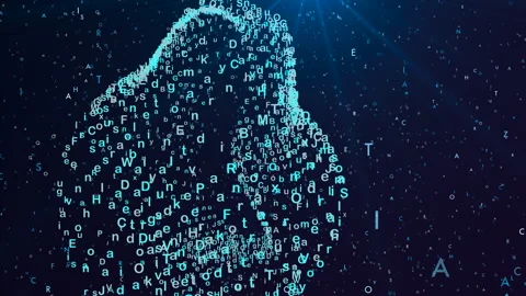 Abstract Big Data Cloud Animation with Floating Alphabet Characters Stock Footage 331329726