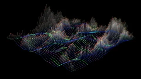 Abstract Big Data complex surface graph animation. Quantum computing array .. 動画素材 336044805