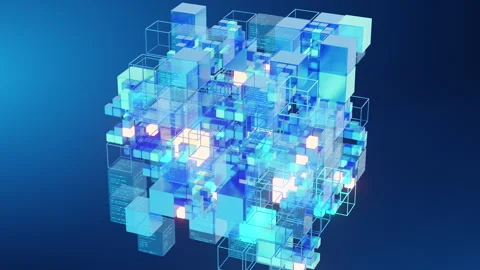 Abstract Big Data Cube Network Visualization Stock Footage 278070127