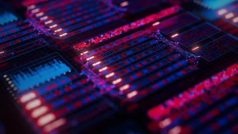 Abstract big data flow visualization of binary neural network learning process Stock Footage 330303523