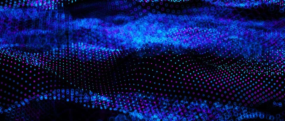 Abstract big data futuristic light wallpaper background design. Science dark Illustrazione stock