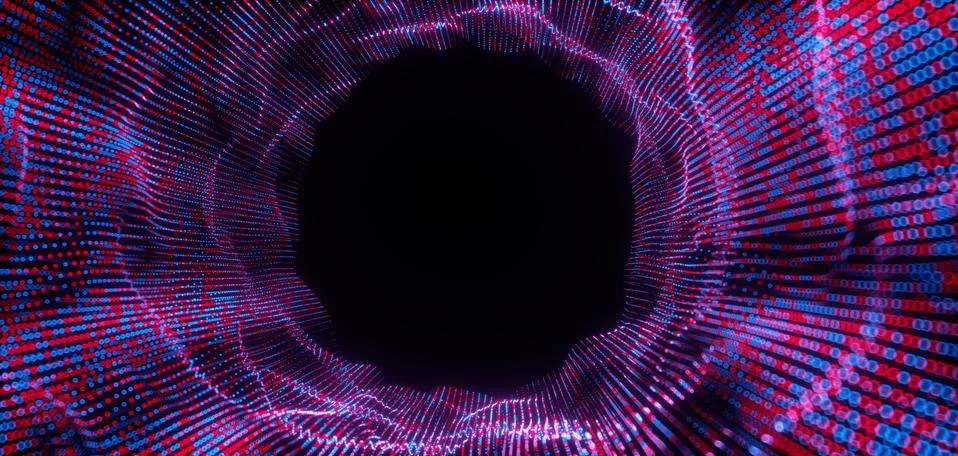 Abstract big data futuristic light wallpaper background design. Science dark Illustrazione stock