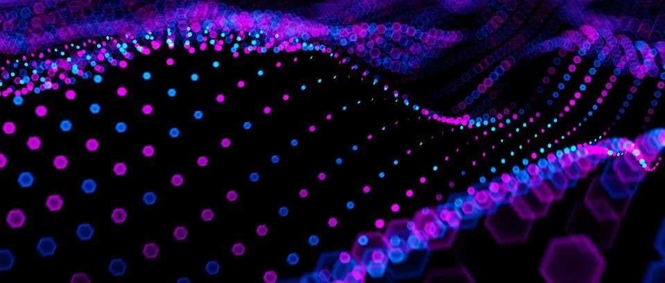 Abstract big data futuristic light wallpaper background design. Science dark Stock Illustration