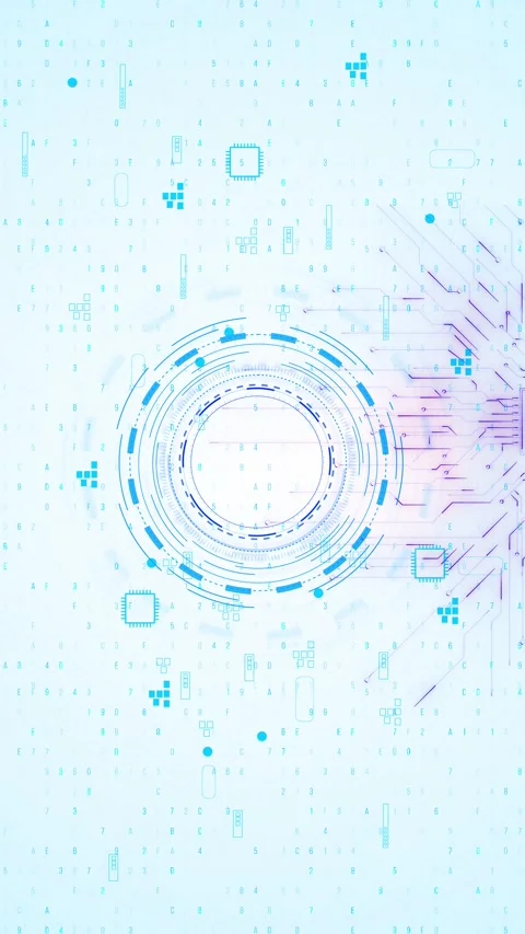 Abstract big data networking Matrix Hi Tech circle lines. Digital future Video stock 312179617