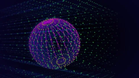 Abstract big data sphere rotate in 3D digital cyberspace data. Quantum comp.. Video stock 327042311