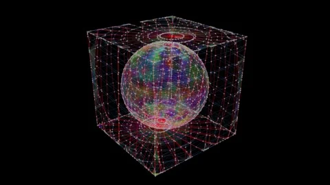 Abstract big data sphere rotate in 3D digital cube data. Quantum computing .. Stock Footage 327541604
