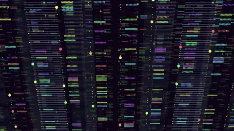 Abstract big data stream visualization with colorful numbers and glowing Vídeos de archivo 333188604