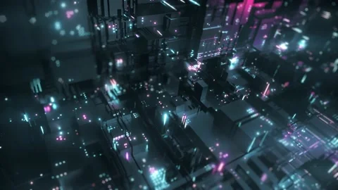 Abstract big data transfer. Binary processing is handled by the computer Vidéo 130350043