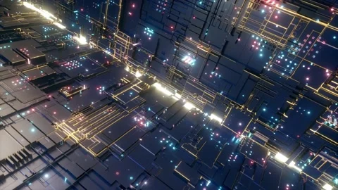 Abstract big data transfer. Binary processing is handled by the computer Vidéo 130350078