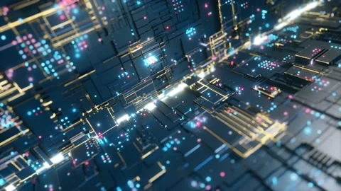 Abstract big data transfer. Binary processing is handled by the computer Vidéo 130350091