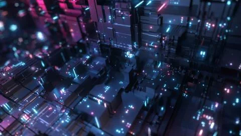 Abstract big data transfer. Binary processing is handled by the computer moth Stock Illustration