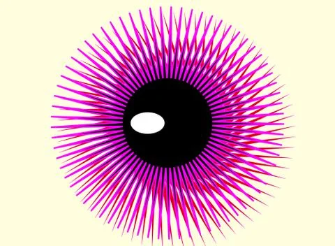 Abstract big red left eye on beige background Stock Illustration