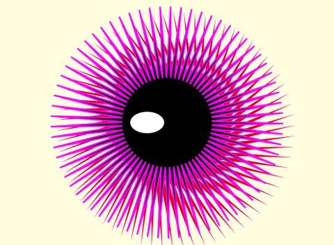 Abstract big red left eye on beige background Stock Illustration