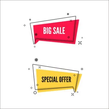 Abstract Big Sale and Special Offer Banners. Colorful bubble with promotion t Stock Illustration