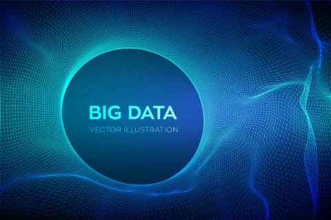 Abstract bigdata science background. Circle grid wave. Big data innovation te 스톡 일러스트