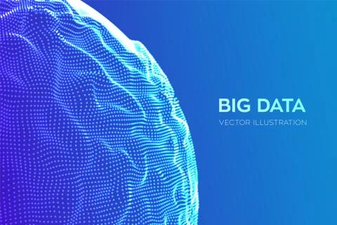 Abstract bigdata science background. Sphere grid wave. Big data innovation te 스톡 일러스트