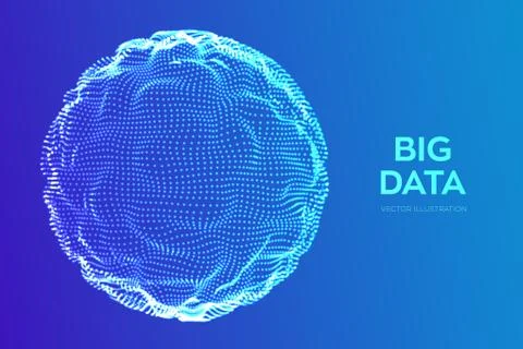 Abstract bigdata science background. Sphere grid wave. Big data innovation te Stock Illustration