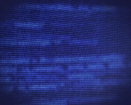 Abstract binary blue code on digital screen Stock Illustration