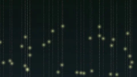 Abstract binary code and glowing particles create a futuristic, digital backdrop Stock Footage 326706373