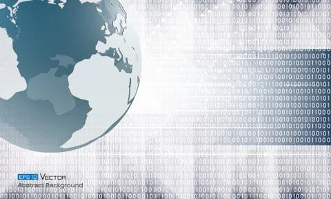 Abstract binary code and world Illustrazione stock