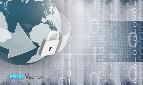 Abstract binary code and world 3 Stock Illustration