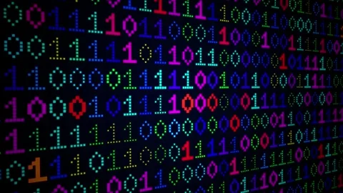 Abstract Binary Code Animation with Colorful Digital Numbers Video stock 332859341