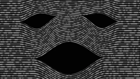 Abstract binary code background and talking face mask. Artificial intelligence Video stock 143906231