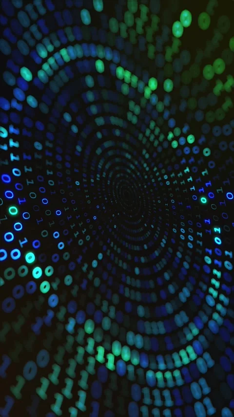 Abstract Binary Code Background with Blue and Green Digital Data. Seamless Loop. Stock Footage 342565225