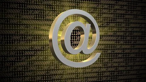 Abstract binary code background - at sign in light effects Stock Illustration