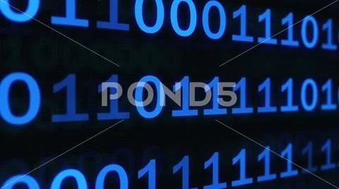 Abstract binary code on blue digital screen Stock Photos