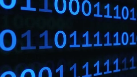 Abstract binary code on blue digital screen Stock Photos