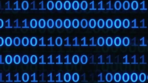 Abstract binary code on blue digital screen Stock Photos