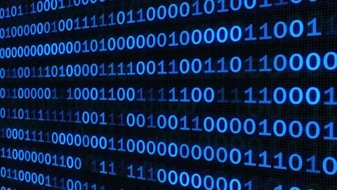 Abstract binary code on blue digital screen Stock Photos