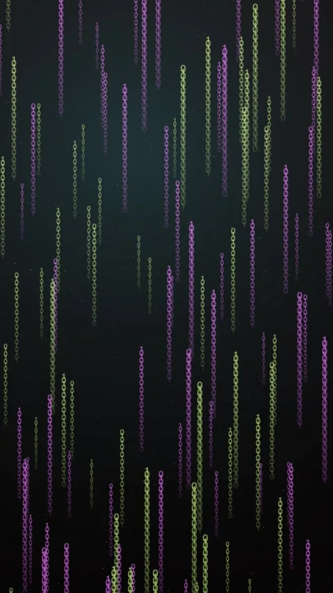 Abstract binary code cascade with vibrant purple and green nodes Stock Footage 327941509