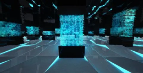 Abstract binary code computing center Illustrazione stock