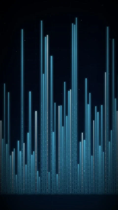 Abstract Binary Code Data Bars Animation on Dark Background Stock Footage 335342971