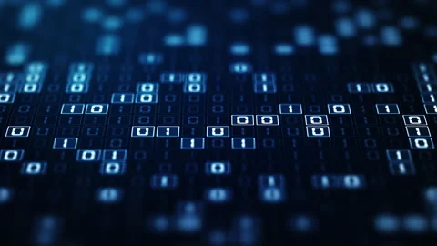 Abstract binary code data stream background in blue, symbolizing digital te.. Stock Footage 313475405