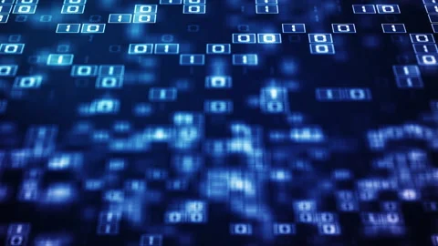 Abstract binary code data stream background in blue, symbolizing digital te.. Video stock 313475408