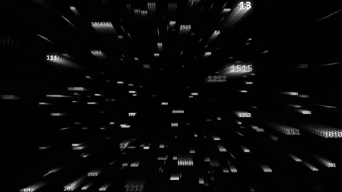 Abstract binary code fly through animation, 3D monochromatic digital number Stock-Footage 343043471