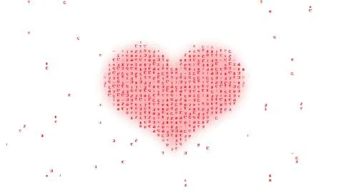 Abstract binary code forms red heart shape symbol Stock Illustration