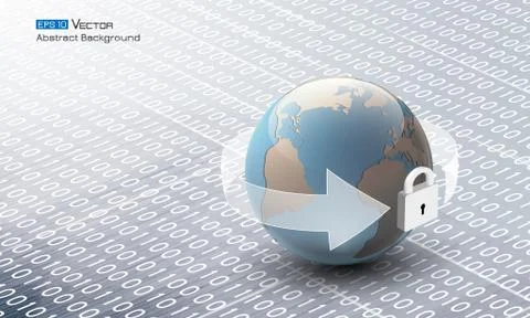 Abstract binary code with globe Stock Illustration