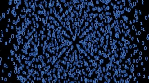 Abstract binary code glow blue background 3d illustration. Illustrazione stock