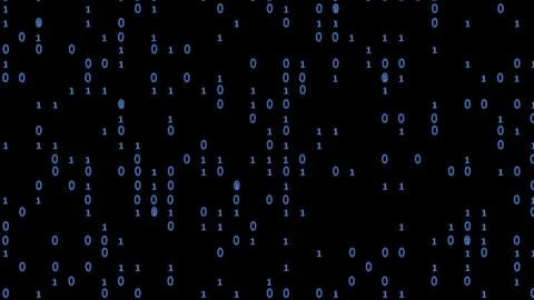 Abstract binary code glow blue background 3d illustration. Stock Illustration