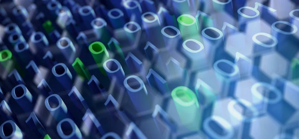 Abstract Binary Code On Hexagon Background Stock Illustration